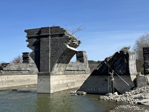 collapsed section of the Schoharie aqueduct in April on the Erie Canal tour near Amsterdam NY