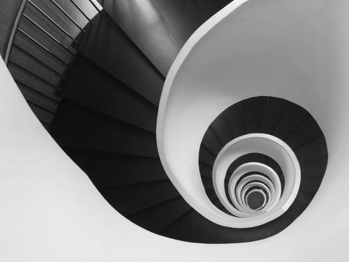 the emergency staircase is a magnificent downward spiral at our Bilbao hotel in Spain