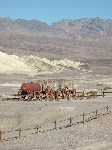 old equipment on display at Harmony Borax Works at Death Valley National Park in California