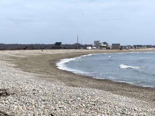 beach on Buzzards Bay in February at Allens Pond Wildlife Sanctuary in southeast MA