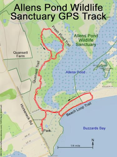 GPS track in February at Allens Pond Wildlife Sanctuary in southeast MA