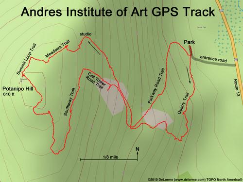 GPS track to Andres Institute of Art in southern New Hampshire