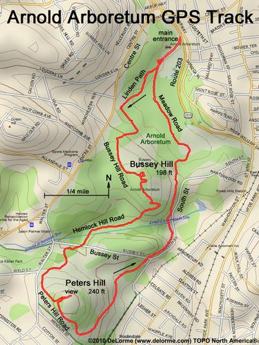 GPS track to Arnold Arboretum in Massachusetts