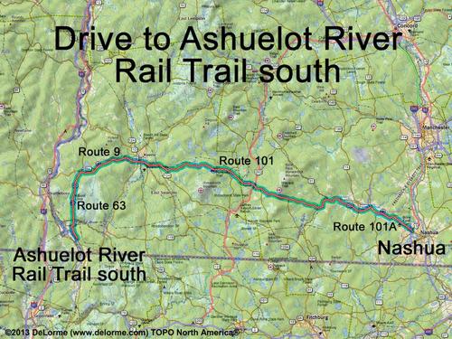 Ashuelot River Rail Trail south drive route