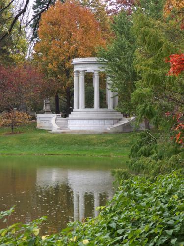 Mary Baker Eddy memorial in November at Mount Auburn Cemetery in eastern Massachusetts