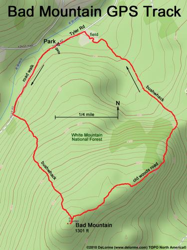 GPS track to Bad Mountain in western Maine