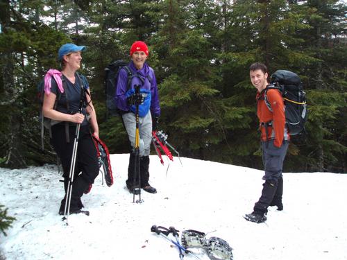 hikers on the trail to Bartlett Mountain in New Hampshire