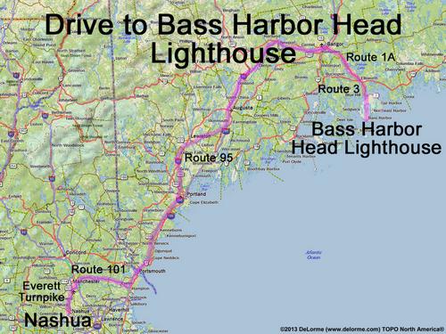 Bass Harbor Head Lighthouse drive route