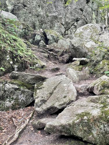 trail in August at Bauneg Beg Mountain in southwest Maine