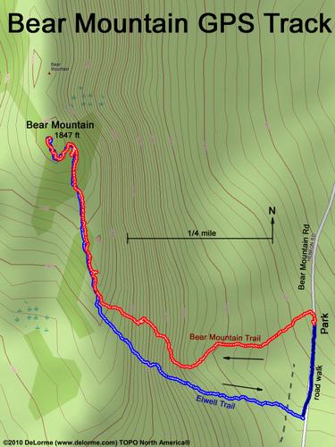 GPS track to Bear Mountain in New Hampshire