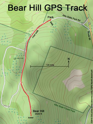 GPS track to Bear Hill in Vermont