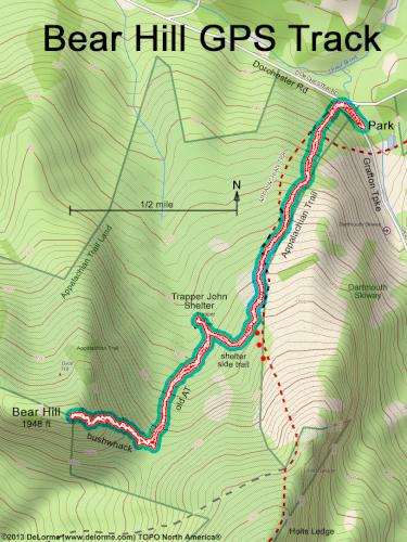 GPS track in January at Bear Hill in southwestern New Hampshire