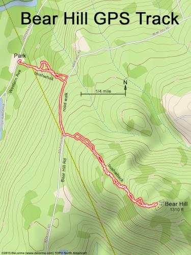 GPS track in August at Bear Hill near Hillsboro in southern NH