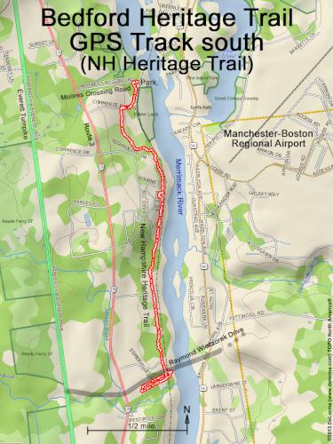 gps track in November on the Bedford Heritage Trail near Bedford in southern NH