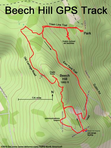 GPS track to Beech Hill in Dublin, New Hampshire