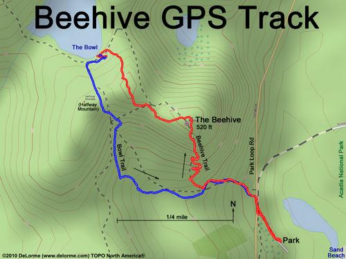 GPS track to The Beehive at Acadia National Park in Maine