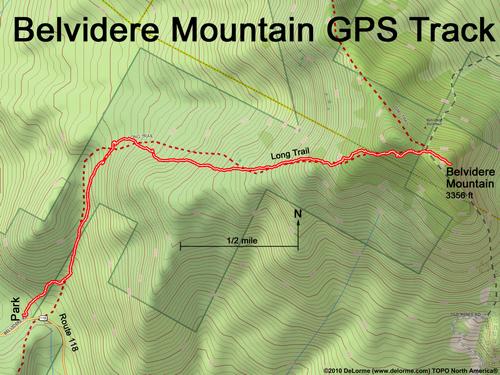 GPS track to Belvidere Mountain in Vermont