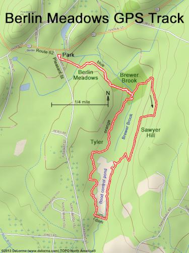GPS track in November at Berlin Meadows in eastern Massachusetts