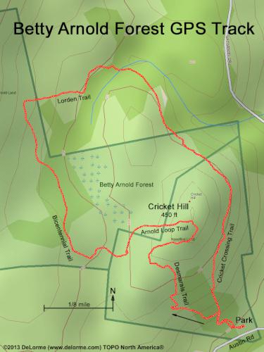 GPS track at Betty Arnold Forest in southern New Hampshire