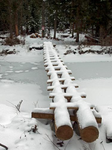 bridge in January at Bicknell/Colette Trail in southern New Hampshire
