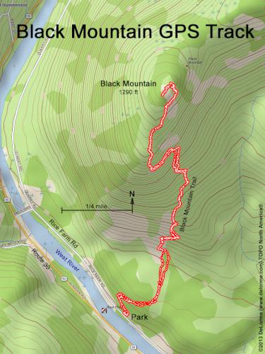 GPS track to Black Mountain in southern Vermont