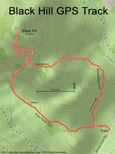 GPS track to Black Hill near Stinson Lake in New Hampshire