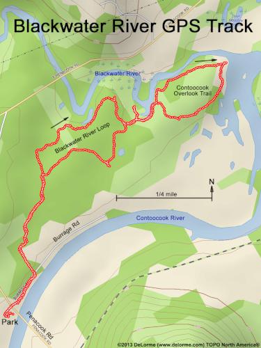 GPS track in March at Blackwater River Loop near Hopkinton in southern New Hampshire