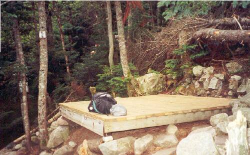 tent platform at Guyot Campsite in New Hampshire