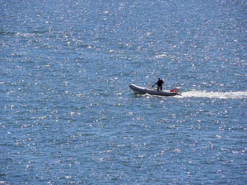 boaters enjoying beautiful weather near Spectacle Island at Boston Harbor in Massachusetts