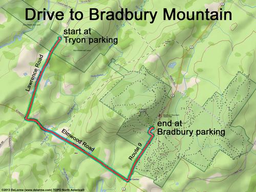Bradbury Mountain drive route