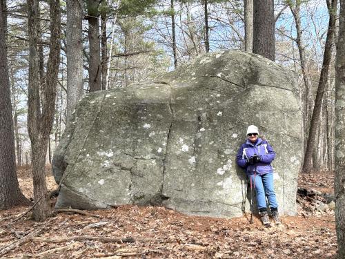 Andee in March at the Dino Rock in Calitri Conservation Area in southern NH