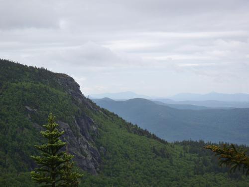 overcast view from the trail to Camels Hump in Vermont