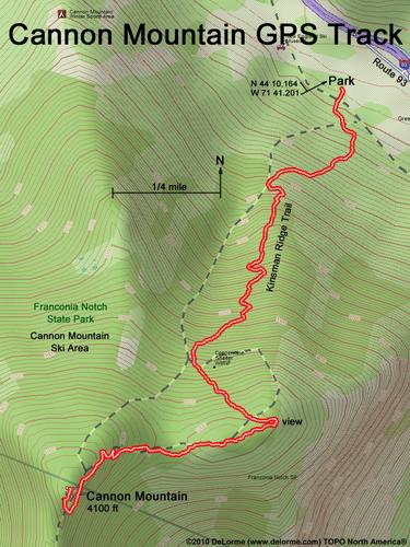 GPS track to Cannon Mountain in New Hampshire