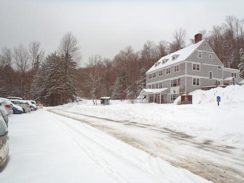 a rainy day in winter at AMC Cardigan Lodge in New Hampshire