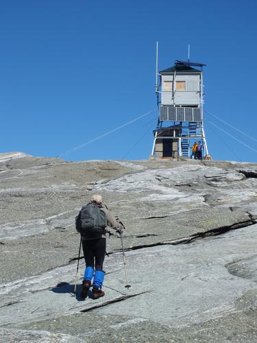 Dave heads up toward the fire tower on Mount Cardigan in New Hampshire