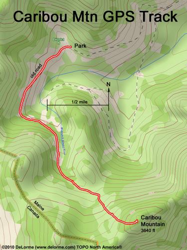 GPS track to Caribou Mountain in Maine