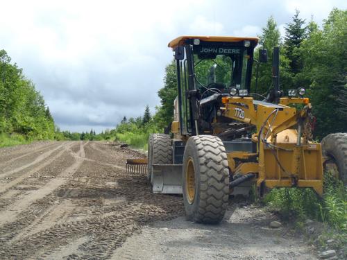 tractor on the road to Caribou Mountain in Maine