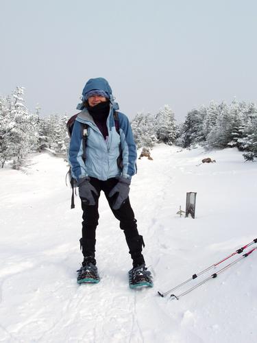 hiker on Carter Dome in New Hampshire