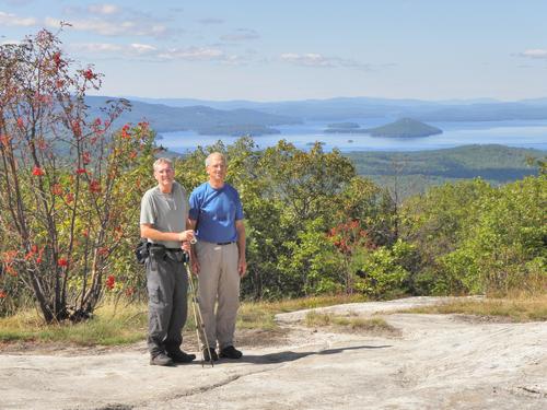 Tom and Fred at the summit of Caverly Mountain overlooking Lake Winnipesaukee in New Hampshire