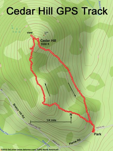 GPS track to Cedar Hill in New Hampshire