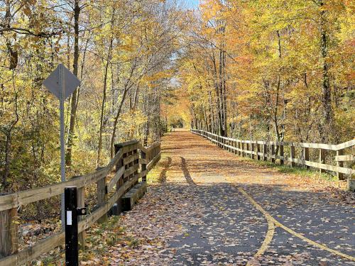 trail in October at Upper Charles Rail Trail near Milford in eastern Massachusetts