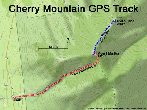GPS track to Cherry Mountain in New Hampshire