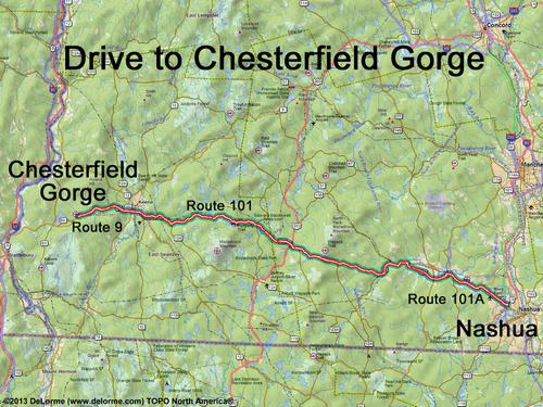 Chesterfield Gorge drive route