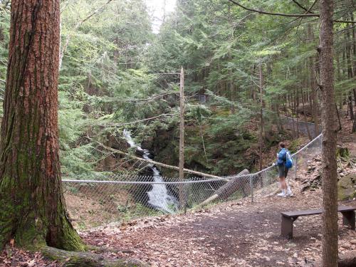 an on-trail hiker views Chesterfield Gorge near Keene in southwestern New Hampshire