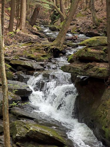 water flow and eroded bedrock at Chesterfield Gorge near Keene in southwestern New Hampshire