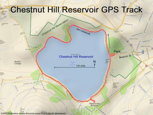 GPS track at Chestnut Hill Reservoir in Boston MA