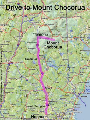 Mount Chocorua drive route