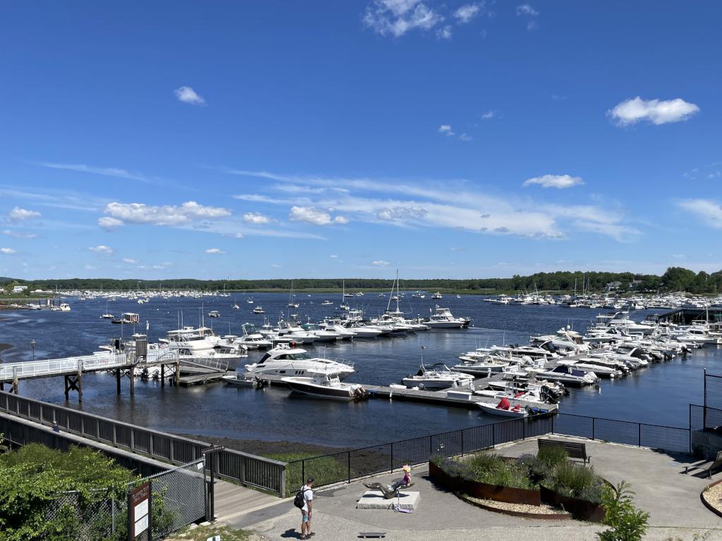 Newburyport harbor view in June from the Clipper City Trail in northeast Massachusetts