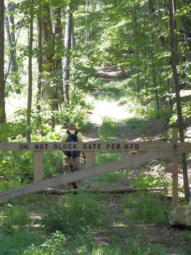 gate at the unmaintained section of Jaquith Road on the way to Cobb Hill in New Hampshire