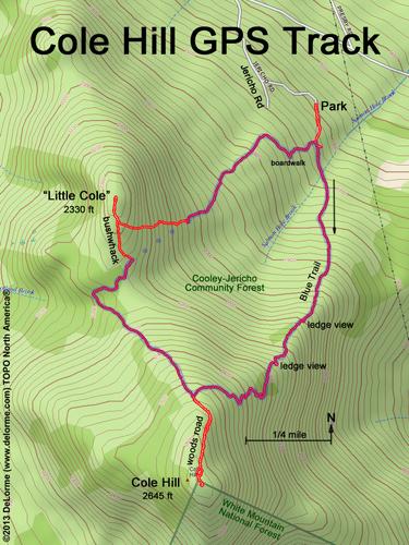 GPS track to Cole Hill in New Hampshire